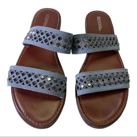 Merona Womens Faux Suede Strappy Slip On Sandal Size 8 - Picture 1 of 6